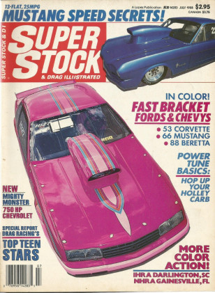 SUPER STOCK 1988 JULY - MILLARD, MILLS, HOT MOUSE, POWER TUNE, LANG